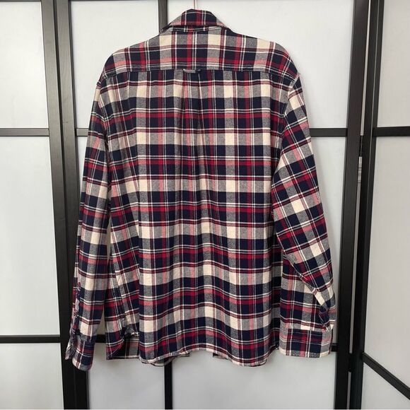 [XXL] Jach’s Men’s Red, Blue & Creme White Plaid Mid-Weight Button Down Shacket - Picture 8 of 15